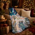 thumbnail image 3 of Enchanted Snowy Village Night Scene Aurora Borealis Winter, Festive Holiday Scene, Warm Flannel Blanket for Living Room and Family Room, Art Lovers Housewarming Gift, Festive Home Decor, 3 of 9