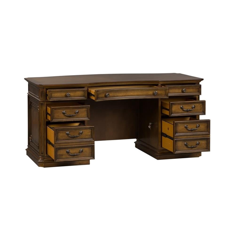 Bowery Hill Wood Medium Brown Junior Executive Desk Rectangular Unassembled