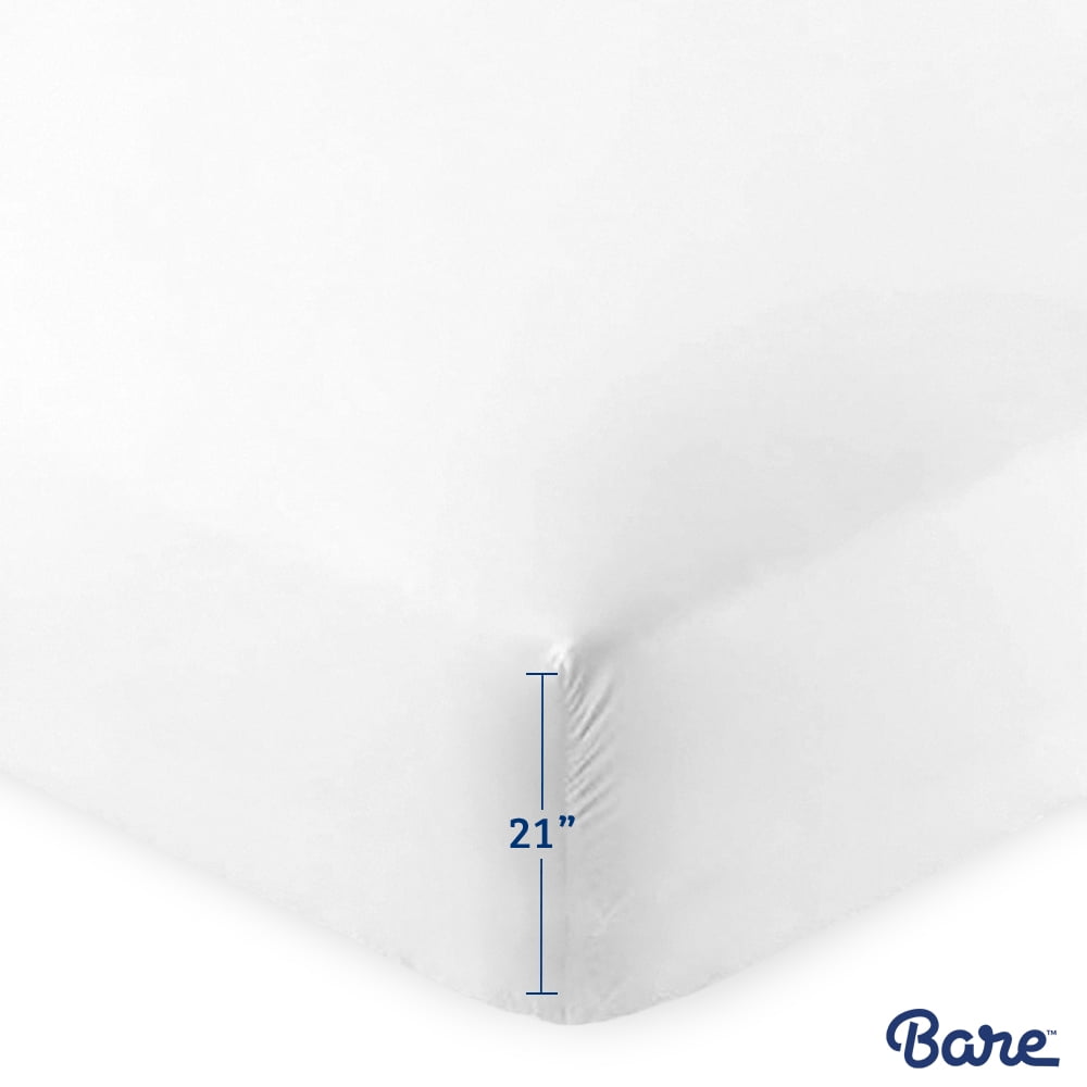 Bare Home 21" Extra Deep Pocket Microfiber Fitted Sheet (Queen 21" Pocket, White) Walmart