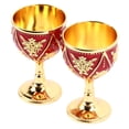 thumbnail image 3 of 2 copas de vino con exquisito relieve 3D, diseño de rosas, decorativas, vintage, doradas y rojas., 3 of 14