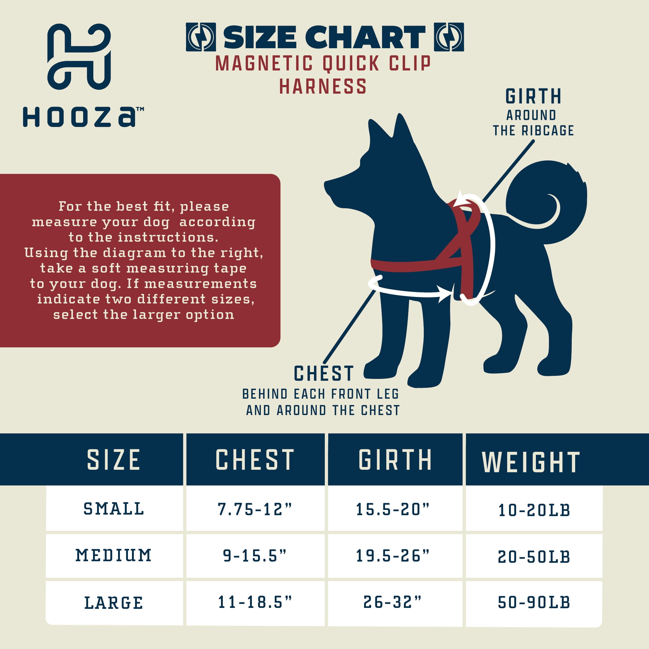 HOOZA Quick Clip Dog Harness & Rope Leash Set, Black Large – Magnetic Buckle, Reflective, Easy Fit