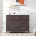 thumbnail image 2 of Commode pour Chambre avec 7 Tiroirs, Grand Commode avec Dessus en Bois, Grande Commode en Tissu avec Tiroirs de Rangement pour Salon, Garde-Robe, Entrée, Brun Café, 2 of 15