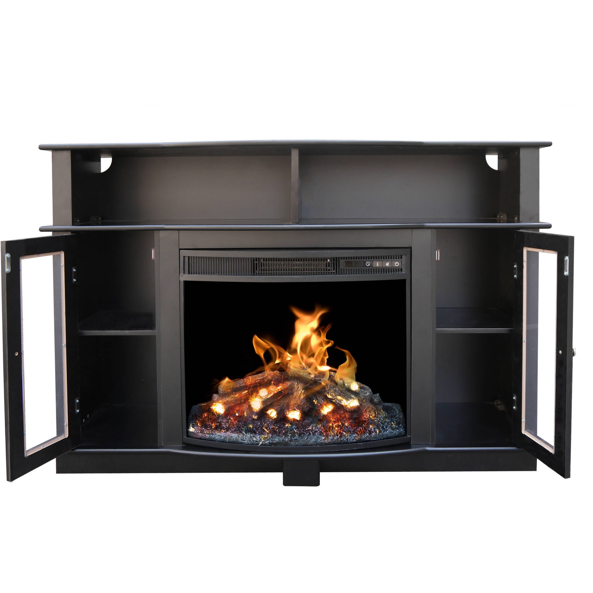 TV Stand Entertainment Center Media Console Shelves Electric Fireplace Black New