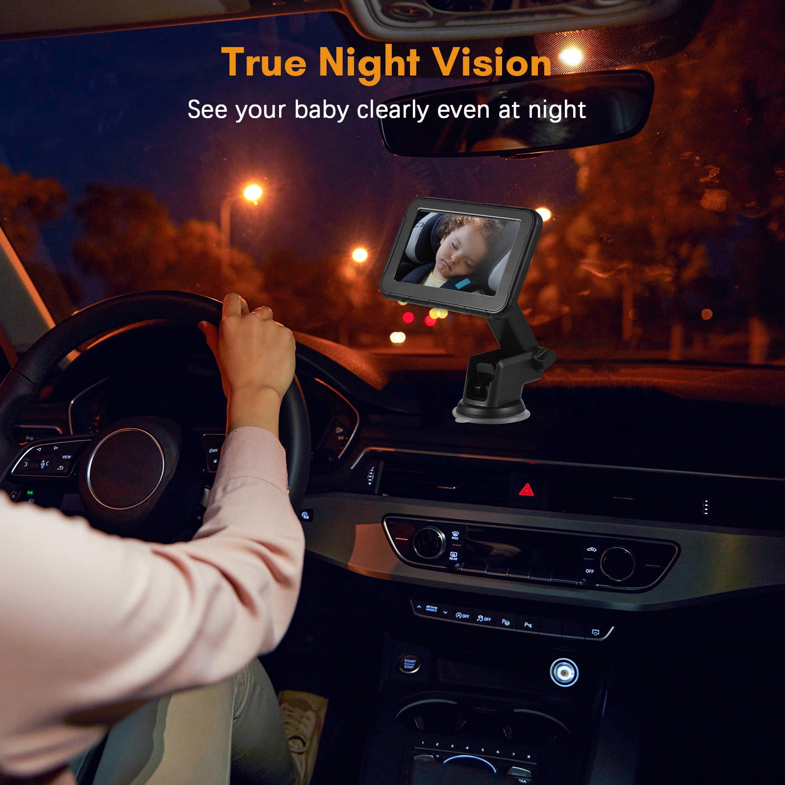 Unbranded Baby Car Monitor with High Resolution 5 Inch Display Camera for Rear Facing Seat 150° Wide View Night Vision Mirror Camera Black