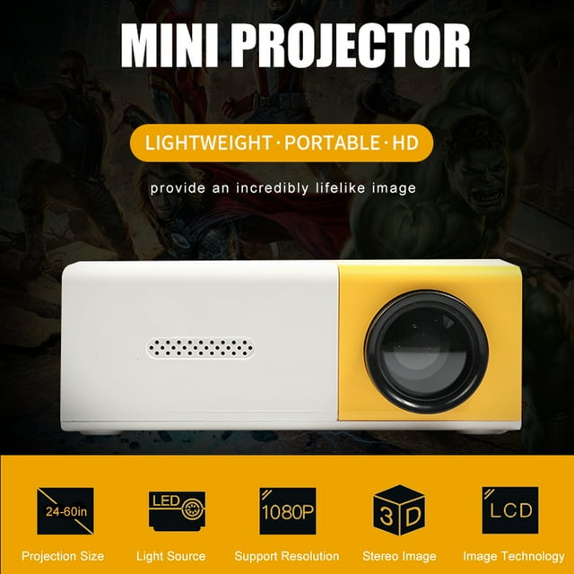 Yeacher Mini Projector Portable Video Projector Outdoor Movie Projector with HD USB AV Interfaces Remote Control 400 lux LED LCD Portable Home Theater Projector for Video TV Movie Party Game Outdoor