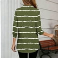 thumbnail image 5 of Htigea Women's Striped T-Shirts Dressy 3/4 Length Sleeve Tops with Collar Casual Loose Fit Tunic Blouses Spring Summer Tees Army Green XL, 5 of 5