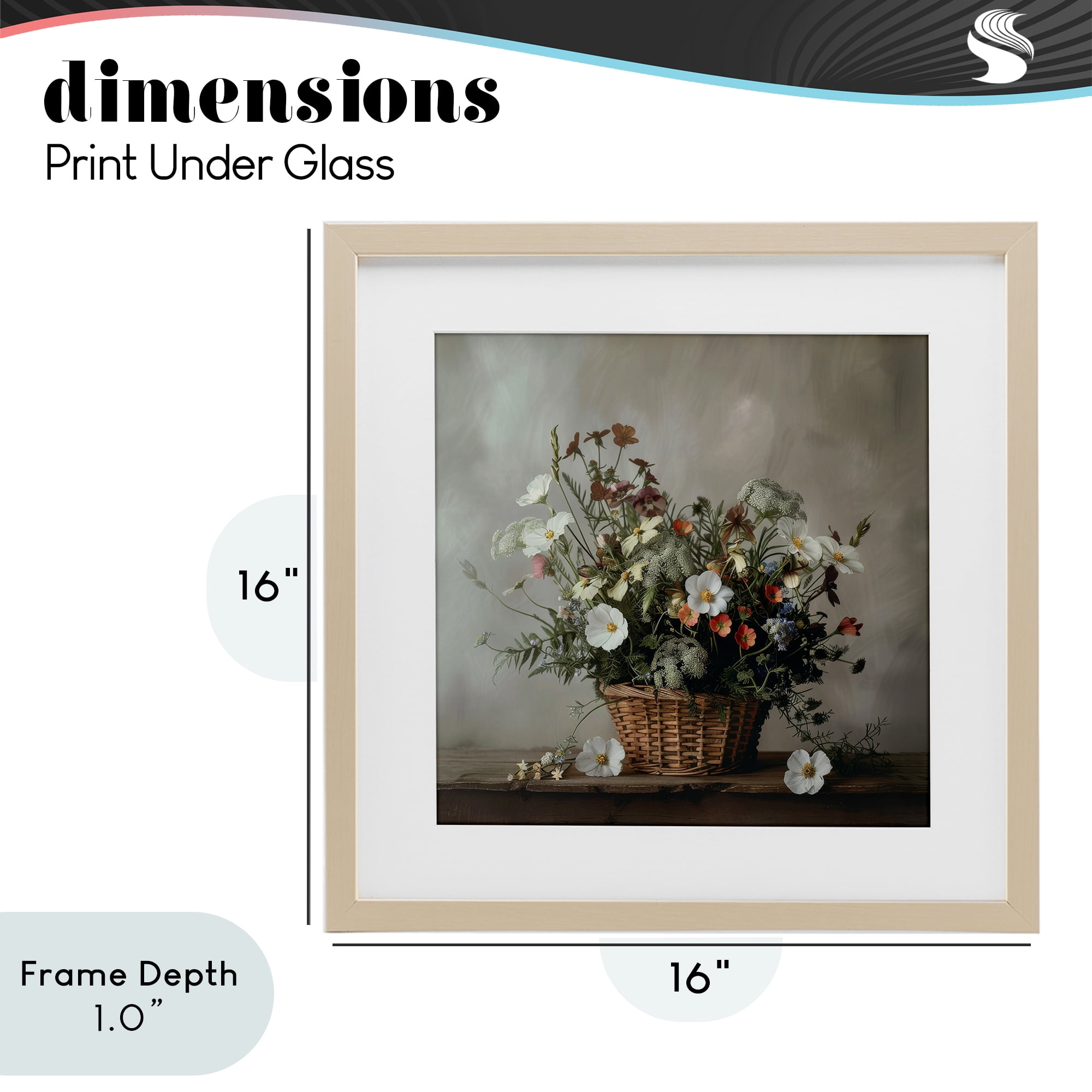 Stupell Industries Flowers In A Basket Arrangement Birch Framed Print Under Glass, design by Lazar Studio