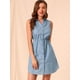 thumbnail image 2 of Vestido Camisero Unique Bargains Mezclilla Cuello Botones Azul Claro S, 2 of 6