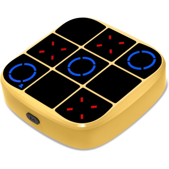 Tic-Tac-Toe Bolt Game, 4-in-1 Handheld Puzzle Games Console, Electronic Tic-Tac-Toe Game for Educational and Memory Growth, Portable Travel Games for Car Ride, Board Games for Adults (Yellow)