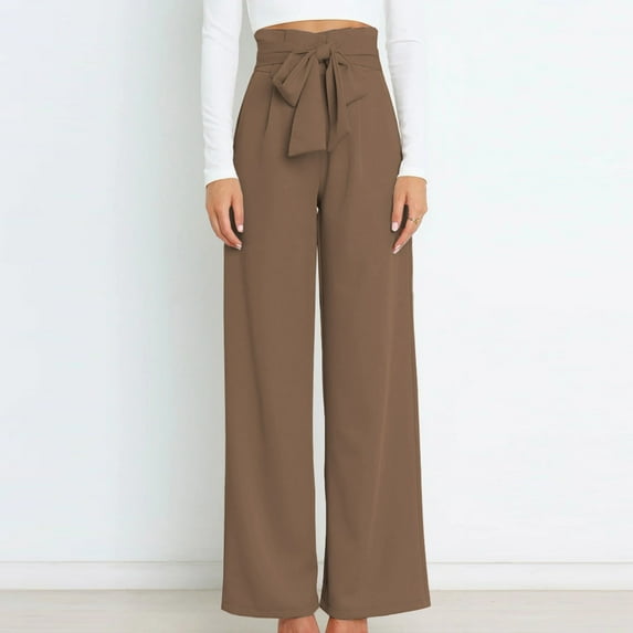 Gaecuw Wide Legged Pants for Women Relaxed Fit Long Pants Drawstring Lounge Trousers Sweatpants Loose Baggy Yoga Pants Mid Waisted Summer Ankle Length Workout Pants with Bow Knot Solid Athletic Pants