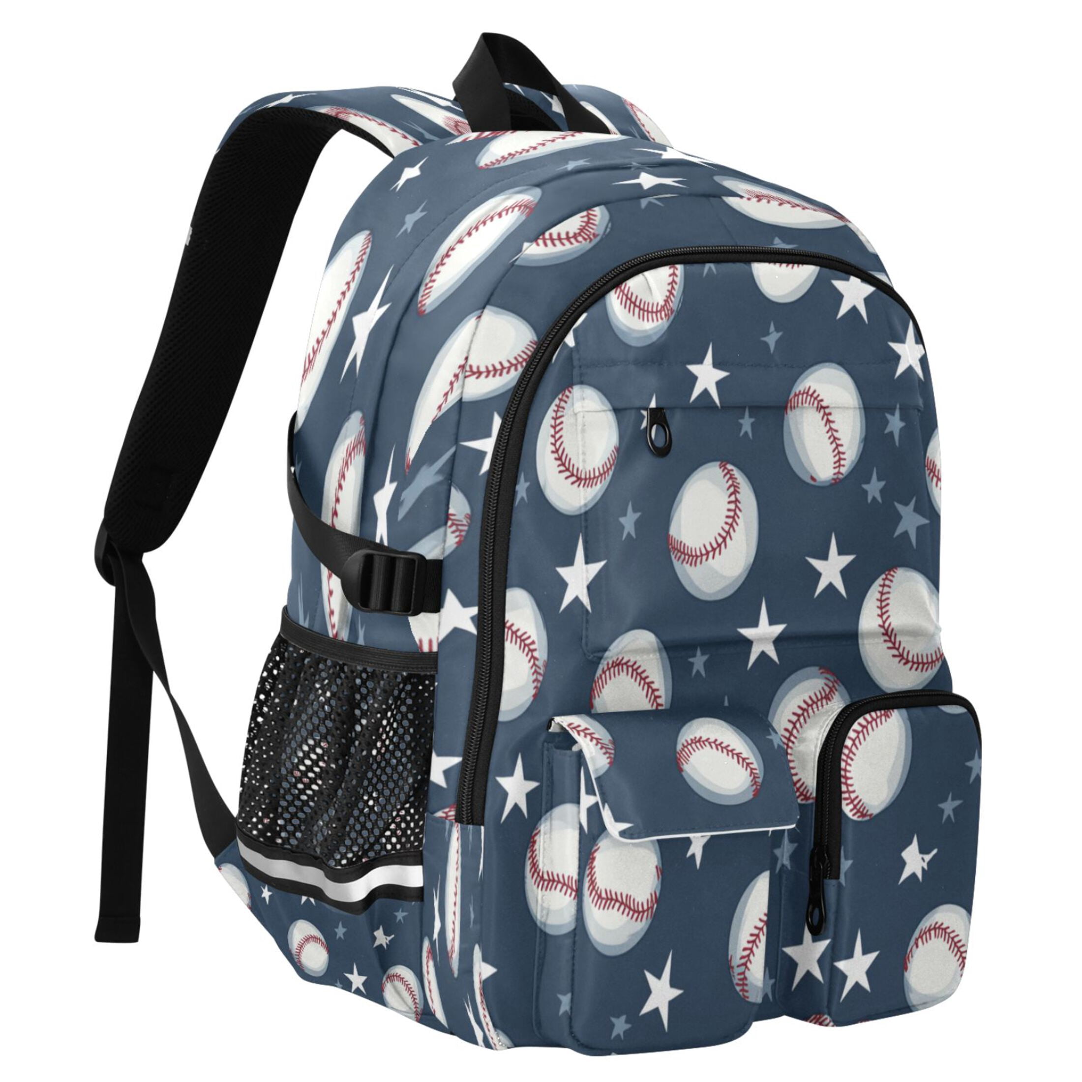 30L Backpack Durable Computer Bag for College & Travel Lightweight Daypack Fits 15.6" Laptop Baseball Stars Pattern