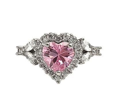 Believe by Brilliance Fine Silver Plate Heart Shaped Halo Engagement Ring with Cubic Zirconia Stones