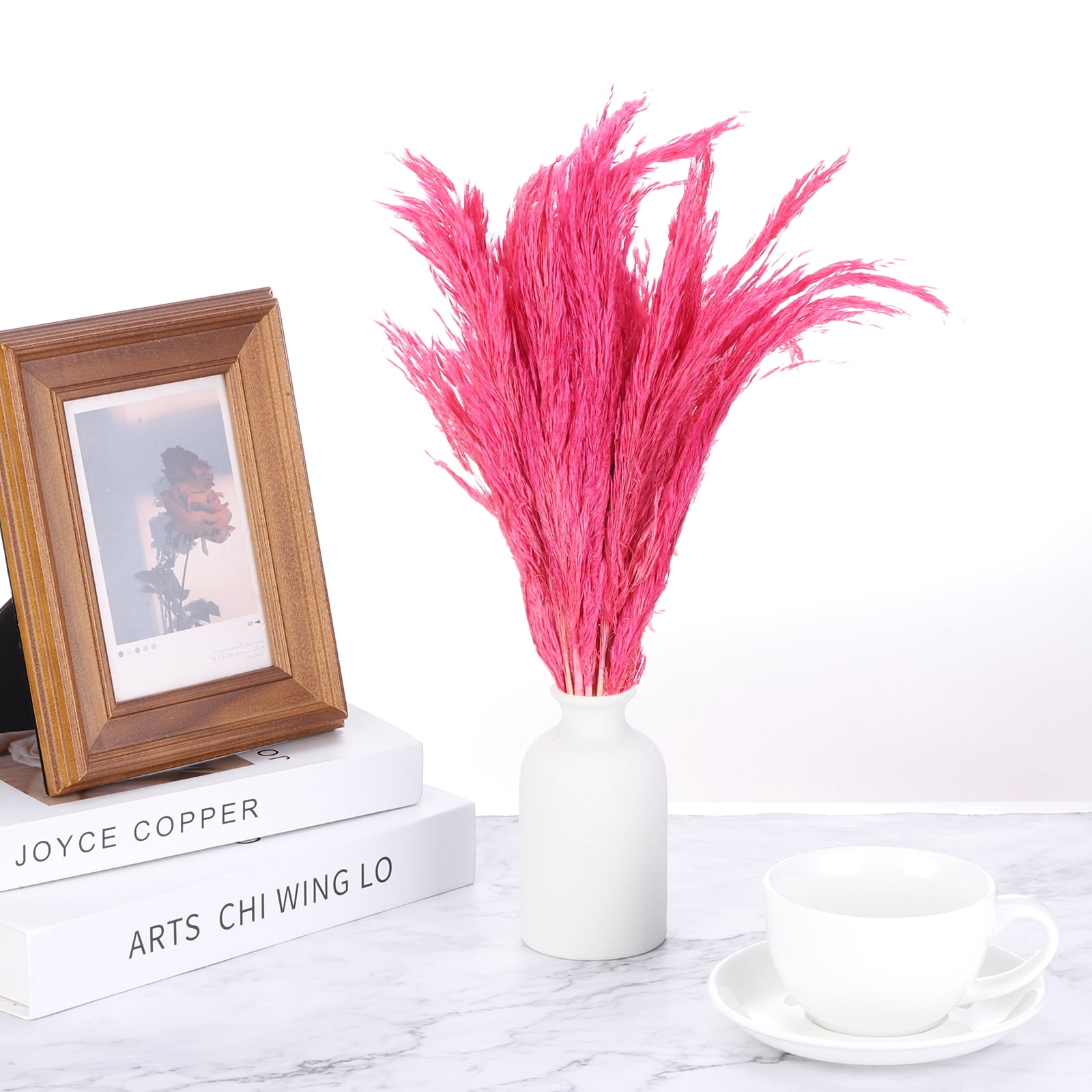 Uxcell Pampas Grass Decor, Artificial Faux Dried Grass Flower Purple