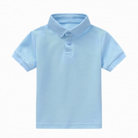 Ymyiu Boys Polo Short Sleeve Boys School Uniform Short Sleeve Polo Soft & Comfortable Jersey Size 9-10 Years(Sky Blue, 9-10 Years)