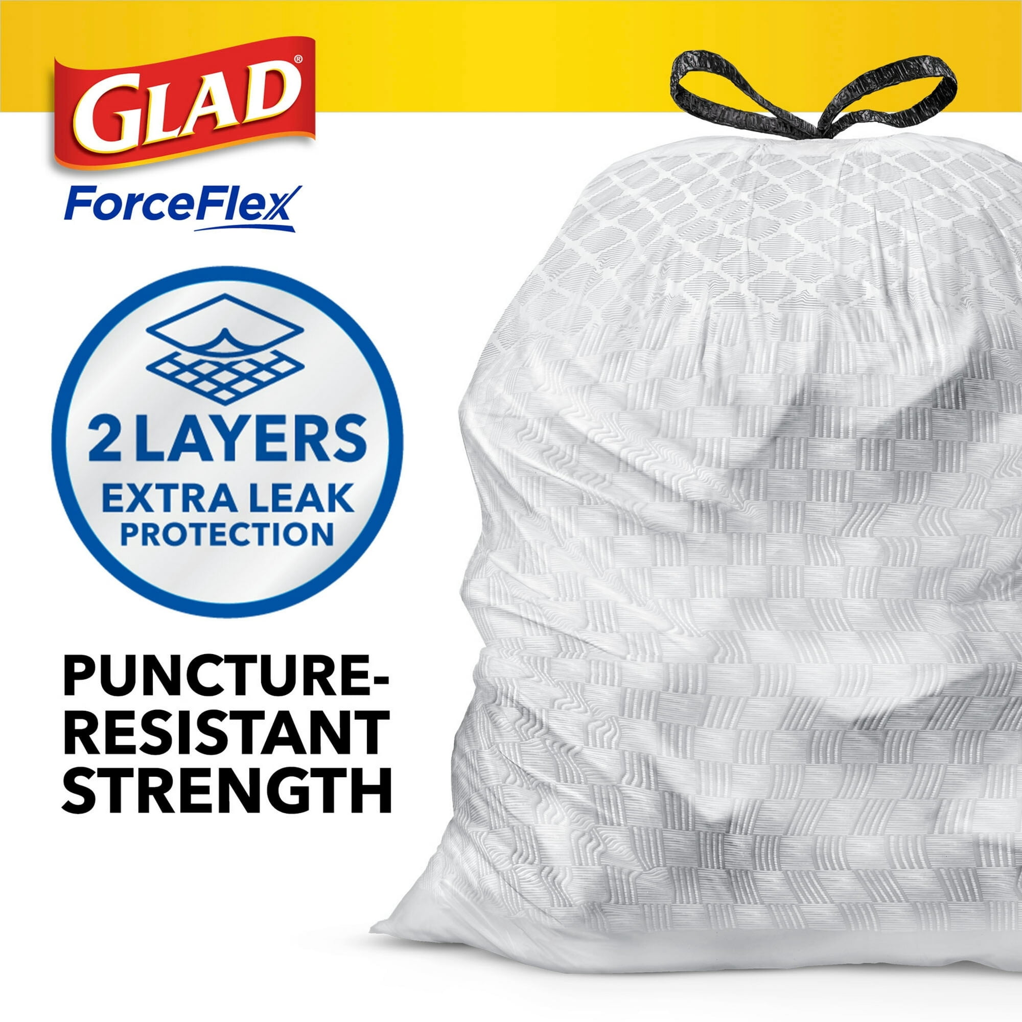 Glad ForceFlex Tall Kitchen Drawstring Trash Bags, 13 Gallon, Fragrance Free, 110 Count ( 2 Pack )