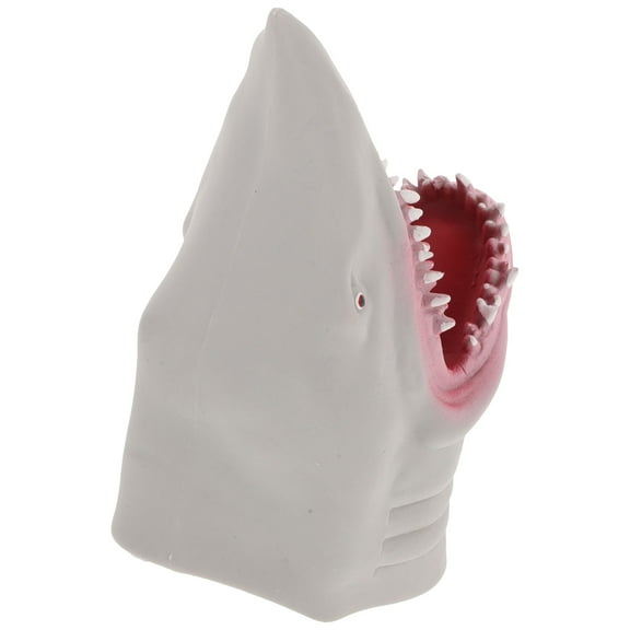 FRCOLOR Grey Shark Hand Puppet for Kids Imagination Activities Plastic Interactive Play Toy