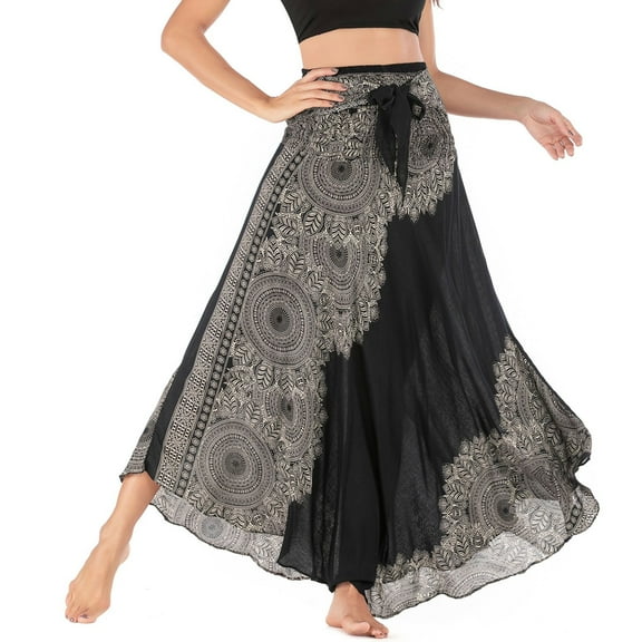 Jdlsppl Women's Boho Cover Up Skirt Summer Boho Printed Dress Swing A Line Fashion Casual Loose Elastic Waist Strapless Style1 Small-X-Large