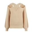 thumbnail image 5 of Oksale Sexy Criss Cross Neck Sweaters for Women Trendy Cold Shoulder Knit Sweater Loose Long Sleeve Jumpers Slouchy Pullover Tops Khaki L, 5 of 5
