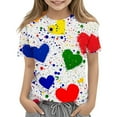 thumbnail image 7 of Virmaxy Boys Girls Cute Printed Shirt Kids Baby Short Sleeve Round Neck Tops Summer Loose Trend Pullover Shirt Multicolor-2 7 Years, 7 of 7