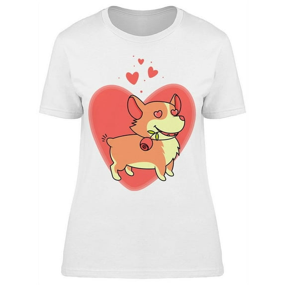 Corgi With A Lovely Rose T-Shirt Women -Image by Shutterstock, Female x-Large