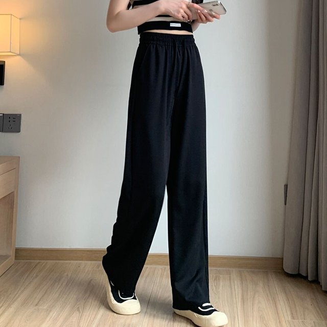 Pantalones rectos elegantes para oficina para mujer, pantalones Vintage altos para mujer, pantalones holgados coreanos 2023 de pierna ancha para primavera/verano/otoño para mujer Tan Jianjun unisex