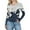 #239-Navy, variant on TaTaai Women's Casual Random Print Round Neck Long Sleeve Slim Fit Top Soft Elastic Ribbed Fabric Comfortable Fashion Shirt for Daily Wear Pack of 1 Gift
