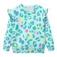 thumbnail image 5 of Xoenoiee Green Leopard Print Toddler Baby Girl Sweatshirt Long Sleeve Shirts Kids Fall Winter Sweat Shirt Tops with Ruffles Trim, Size 3-4 Years, 5 of 7