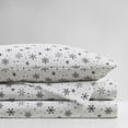 thumbnail image 3 of 4-Piece King 100% Cotton Flannel Printed Sheet Set,Black Snowflakes, 3 of 19
