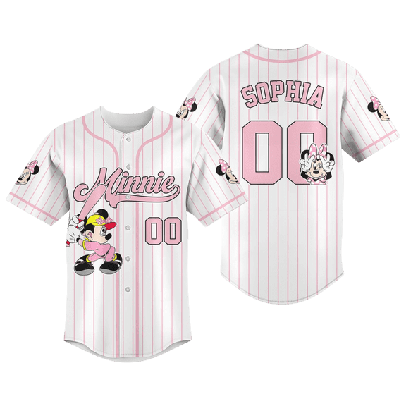 Custom Minnie Mouse Baseball Jersey, Mickey And Friends Jersey, Disney Characters Jersey, Disneyland Trip Jersey, Family Matching Shirt