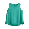 thumbnail image 3 of Dazajoo Linen Cotton Summer Tank Tops for Women Sleeveless Round Neck Shirts Solid Color Basic Vest Tee,Green,XXL, 3 of 5