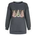 thumbnail image 4 of Womens' Christmas Tree Sweatshirt 2023 Christmas Tree Print Casual Long Sleeve Round Neck Velvet Off Shoulder Round Neck Regular Hoodie Tops on Clearance, 4 of 7