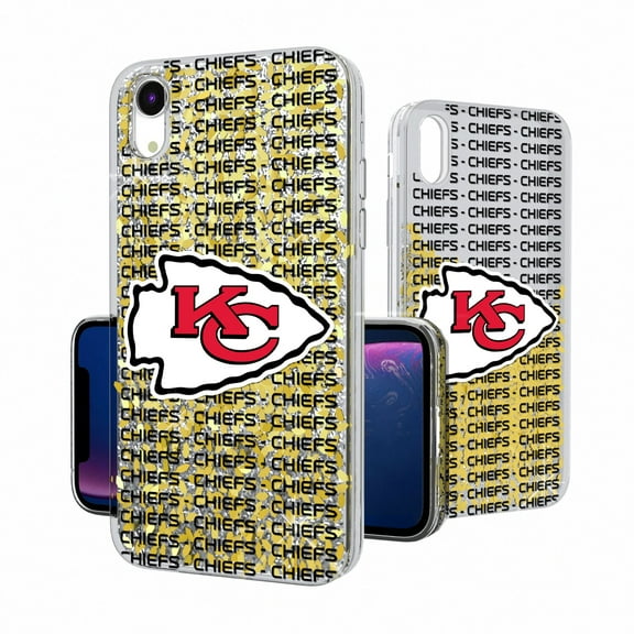 Kansas City Chiefs iPhone Text Backdrop Design Glitter Case