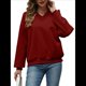 thumbnail image 3 of Sudadera con Capucha para Mujer, de Gran Tamaño, con Cuello en V, Informal, Cómoda, Básica, Moda de Otoño 2025. Vino Tinto M, 3 of 10