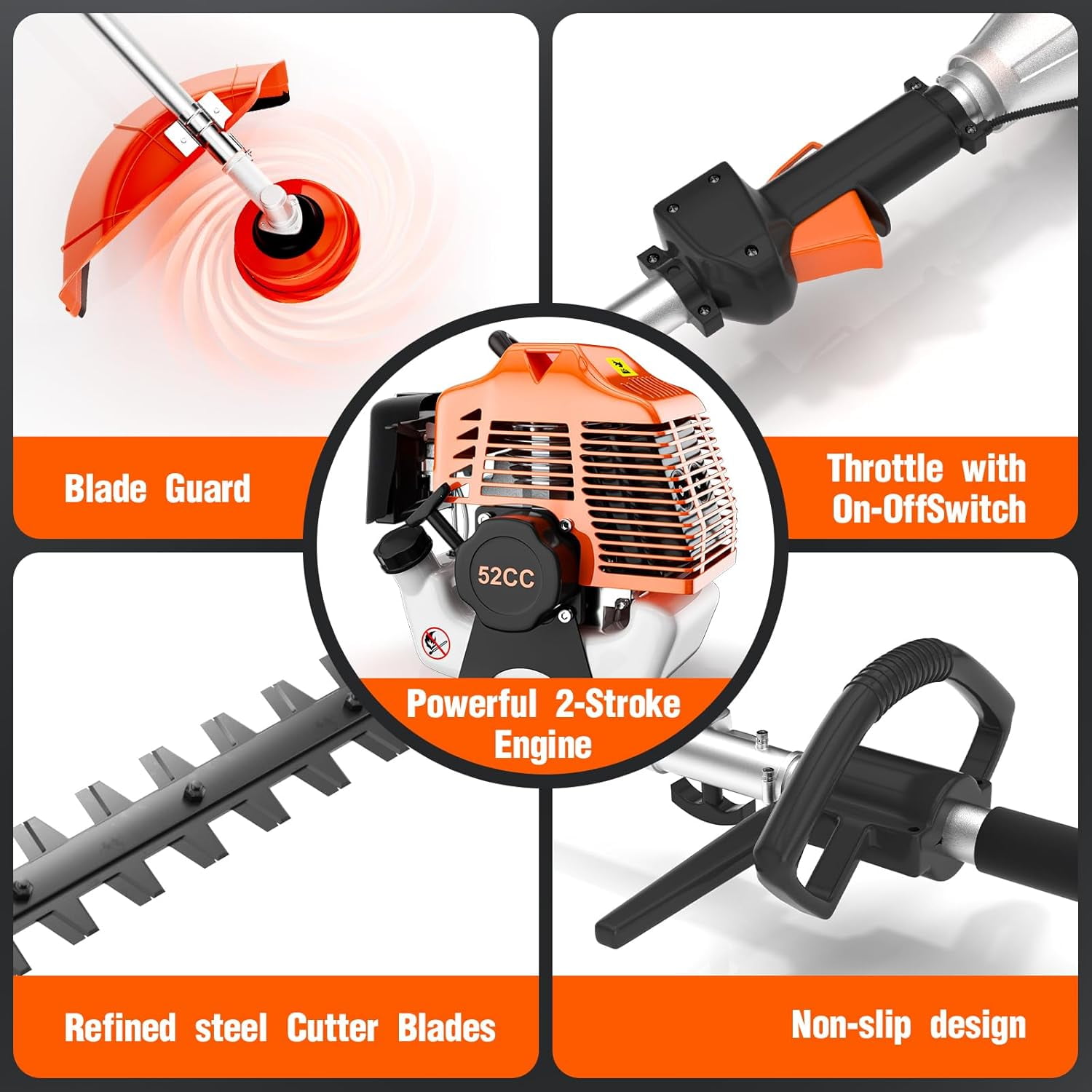 Datingday 52CC 3 in 1 Gas String Trimmer with Gas Hedge Trimmer,2-Stroke Brush Cutter Gas Powered Gas Weed Eater Trimmer for Weeds and Grass