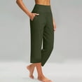 thumbnail image 2 of Amvlyk Wide Leg Pants for Women Solid Color High Waist Yoga with Pockets Trouser Pants Ankle-Length Casual Sweat Pants Stretchy Straight Running Athletic Pants for Summer Activewear Gym Workout, 2 of 9