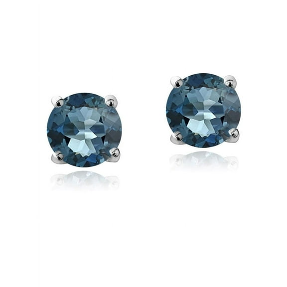 Sterling Silver 5/8ct London Blue Topaz Stud Earrings, 4 mm