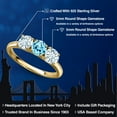 thumbnail image 2 of Gem Stone King 18K Yellow Gold Plated Silver Blue Apatite and Sky Blue Aquamarine Engagement Ring for Women | 1.50 Cttw | Round 5MM | Gemstone Birthstone | Size 5, 2 of 6