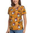 thumbnail image 5 of Yiaed Halloween Witches Gnome Print Women's T Shirt V-Neck Short Sleeve Shirt Casual Breathable Tee Summer Tops-Large, 5 of 5