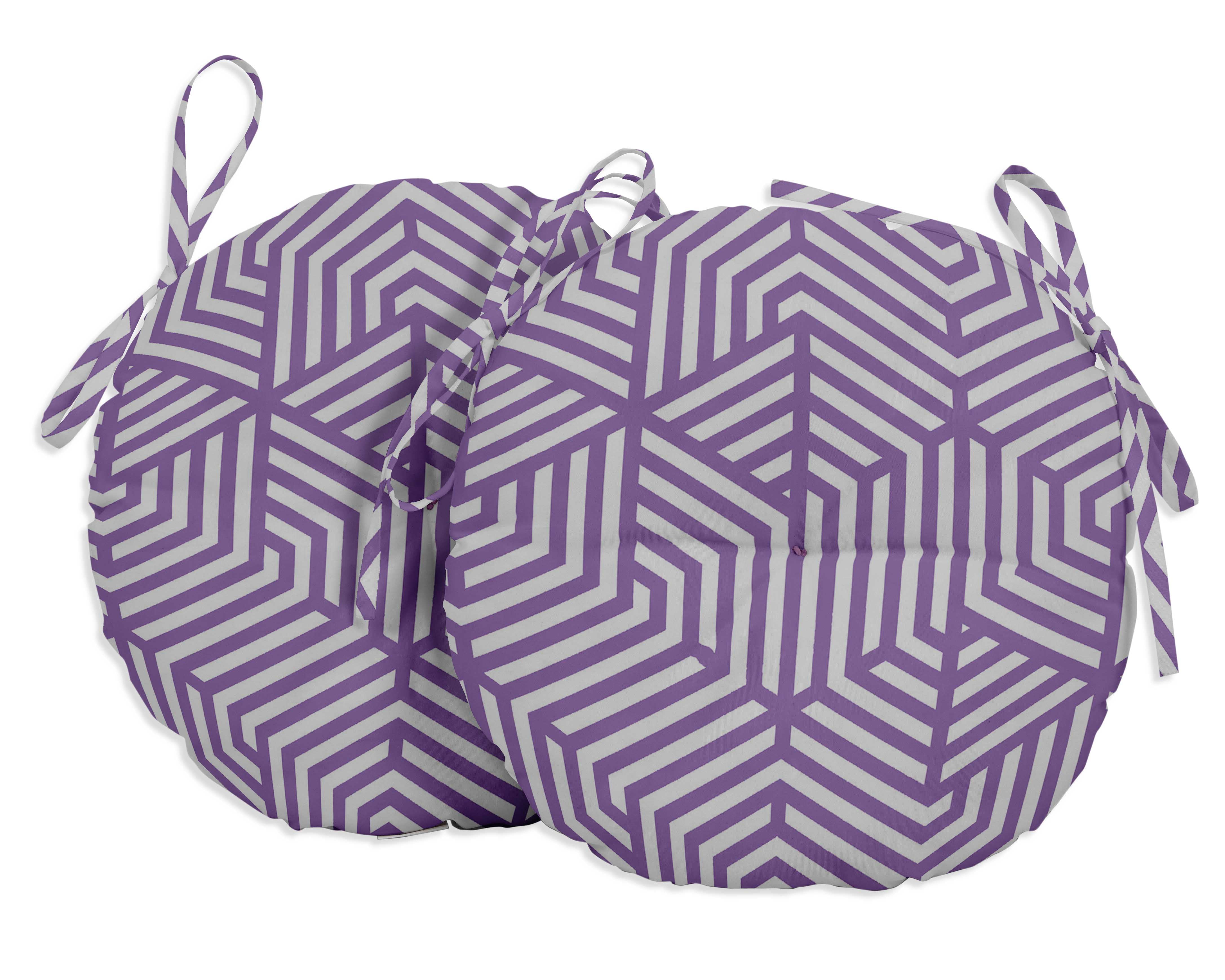 Vargottam Indoor/Outdoor Round Bistro Chair Cushions Block Print 15