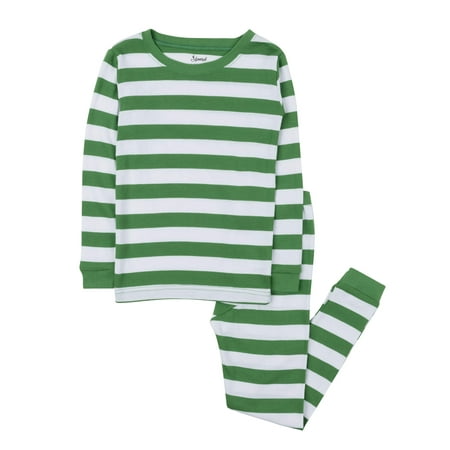 

Leveret Striped Kids & Toddler Boys Pajamas Christmas 2 Piece Pjs Set 100% Cotton (Size 4 Toddler Green & White)