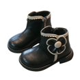 thumbnail image 2 of Bnwani Girls Boots Ankle PU Leather Fleece Lined Warm Soft Floral Soft-Soled Booties 15m-11 Years, 2 of 9