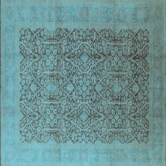 Ahgly Company Indoor Square Oriental Light Blue Traditional Area Rugs, 3' Square