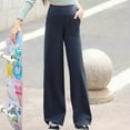 thumbnail image 6 of Tween Girls Pants High Waist Wide Leg Long Pants Pocket Straight Leg High Elastic Sports Yoga Trousers Active Girls Clothing Grey Size 11-12T, 6 of 6