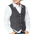 thumbnail image 2 of Miluxas Boy's formal Suit Vest Solid Dress Waistcoat Vest with Pockets Gray 7 Years, 2 of 8