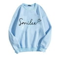 thumbnail image 4 of Busydd Womens Sweatshirts Fashion Smile Print Crewneck Sweatshirt Casual Long Sleeve Shirts for Women Fall Loose Pullover Sweatshirt, 4 of 4