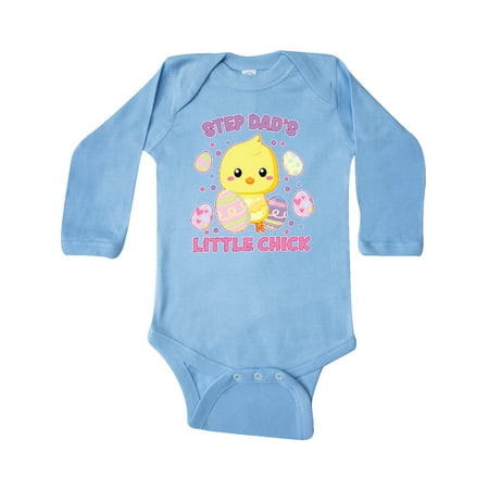 

Inktastic Step Dad s Little Chick Cute Easter Chick with Colorful Eggs Gift Baby Boy or Baby Girl Long Sleeve Bodysuit