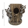 thumbnail image 3 of Comedero Para Pájaros Raccoon Tree Stump Pajarera De Madera Natural Con Diseño Para Jardín, 3 of 8