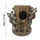 thumbnail image 3 of Comedero Para Pájaros Raccoon Tree Stump Pajarera De Madera Natural Con Diseño Para Jardín, 3 of 8