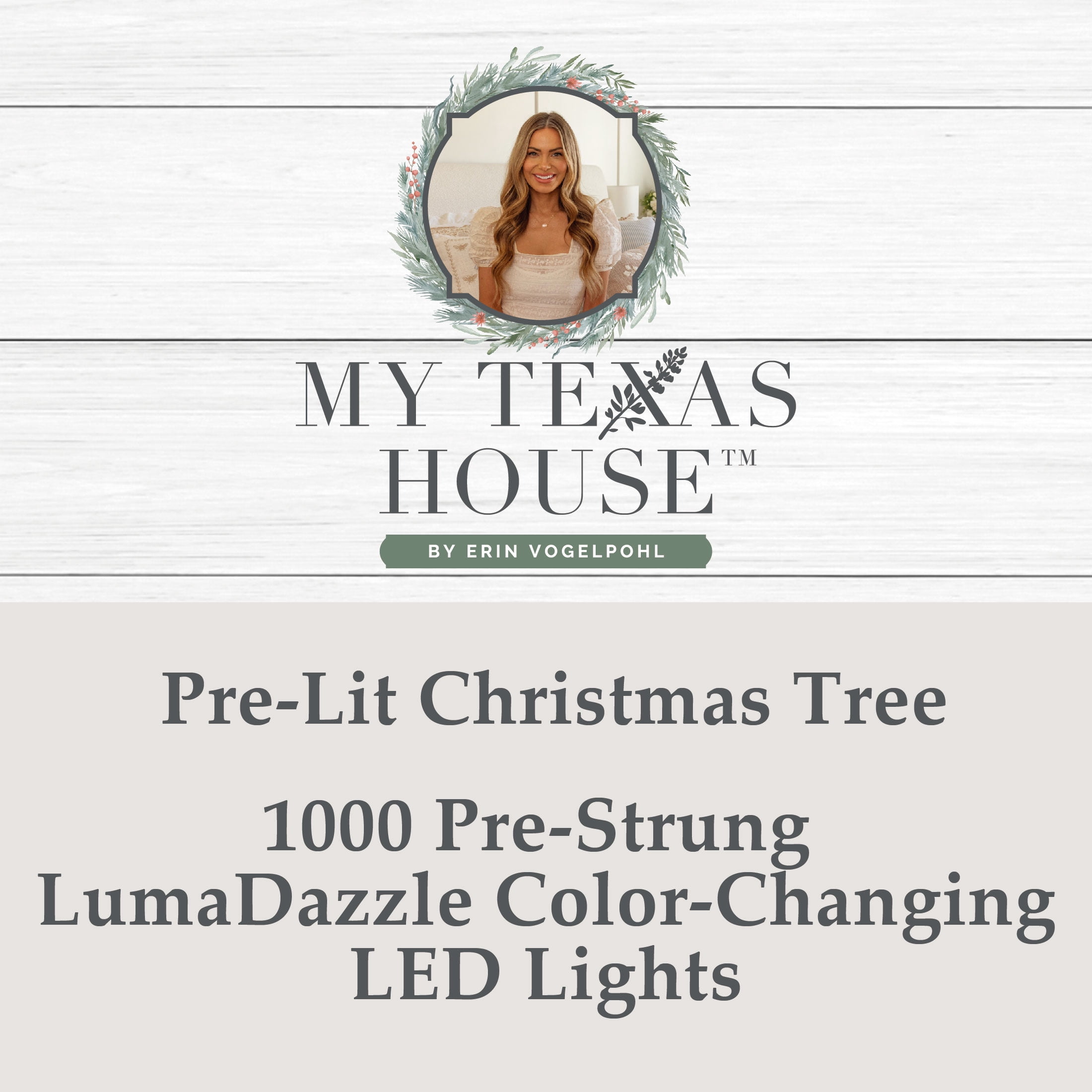 My Texas House 6.5FT Grand Spruce Prelit Green Artificial Christmas Tree with LumaDazzle Color-Changing Twinkle LED Lights and Quick Set