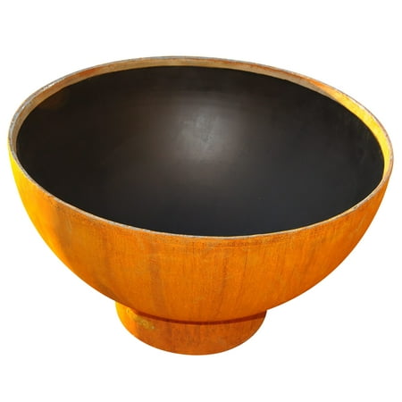 Iron Oxide Finish 3 Bulbs - Crater Natural Gas Fire Pit Bowl Outdoor Patio Furniture Steel Firepit Iron Oxide Finish Includes Brass Burner Match Lit 50lbs Lava Rock Flex Line Kit and Plate